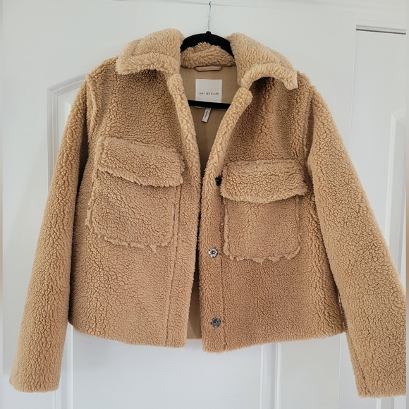  AVEC LES FILLES TOAST TEDDY FAUX FUR TRUCKER COAT SZ XS - Picture 2 of 9